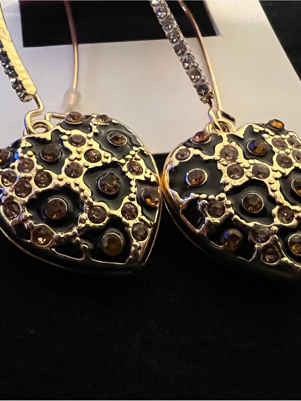 Betsey Johnson Heart Shaped Leopard Drop Earrings